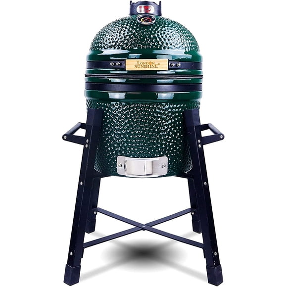 The Junior Series Ceramic Kamado BBQ Smoker Grill - 15" with Stand - in Green