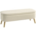 thumbnail image 1 of HOMCOM 47 Inches Storage Ottoman Bench, Upholstered End of Bed Bench, Beige, 1 of 10