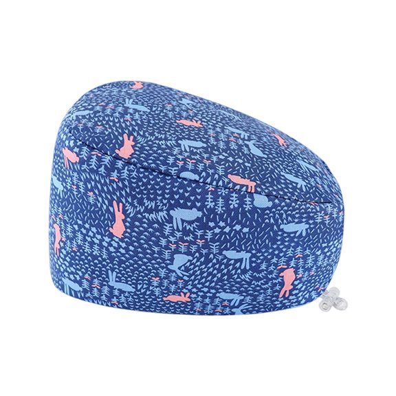Valora Unisex Beret Hat Breathable Printed Doctor Scrub Cap For Healthcare Workers Yellow