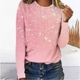 thumbnail image 7 of Blmnix Oversized Holiday Shirts for Women Cotton Pullover Tshirt Pink Crew Neck Long Sleeve Boho Tops for Women,XXL, 7 of 7