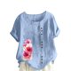 thumbnail image 1 of Camisetas de Manga Corta para las Mujeres Impreso Botón de Manga Corta Camiseta Blusa Poliéster, Ropa Casual Mirar Superior para las Mujeres, 1 of 4
