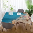 thumbnail image 6 of Summer Starfish Blue Wooden Rectangle Tablecloth, Dust Proof Anti Wrinkle Wipeable Table Cloth Tabletop for of Dinner Kitchen Wedding Holiday Party 60"x90" Home Decor, 6 of 7