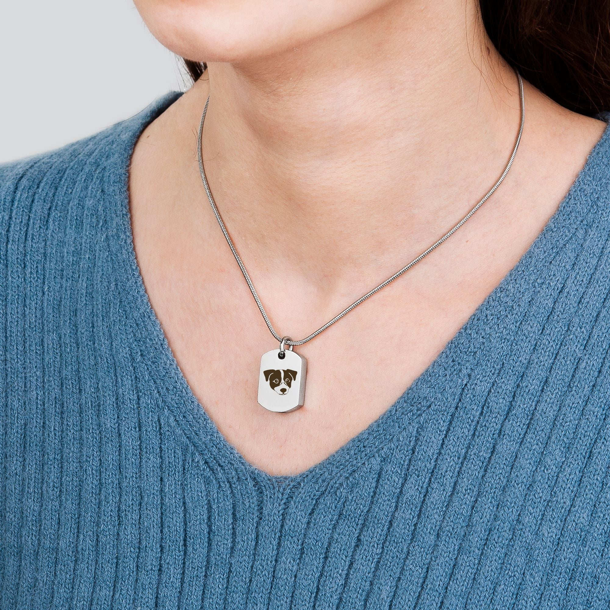 Anavia Jack Russell Terrier Dog Tag Cremation Necklace, Pet Memorial Necklace, Urn Necklace for Ashes, Cremation Pendant, Pet Cremation Jewelry, Memorial Jewelry for Pets, With Funnel Kit
