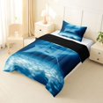 thumbnail image 3 of Feelyou Blue Underwater Fish Wildlife Twin Comforter Sets for Men Women, Sea Landscape Bedding Set, Blue, Black Reversible, 2 Pieces, 3 of 6