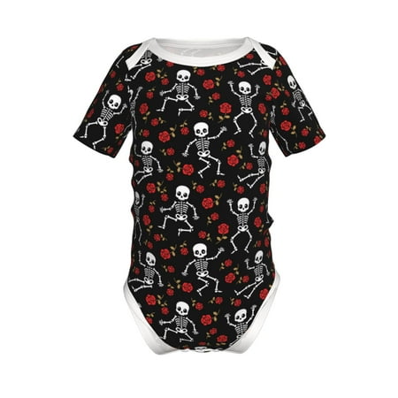 

Gaeub Skeleton with Roses Print Infant Climbing Onesie Toddler Outfit Newborn Baby Bodysuit Baby Boy Girl Clothes -18 Months