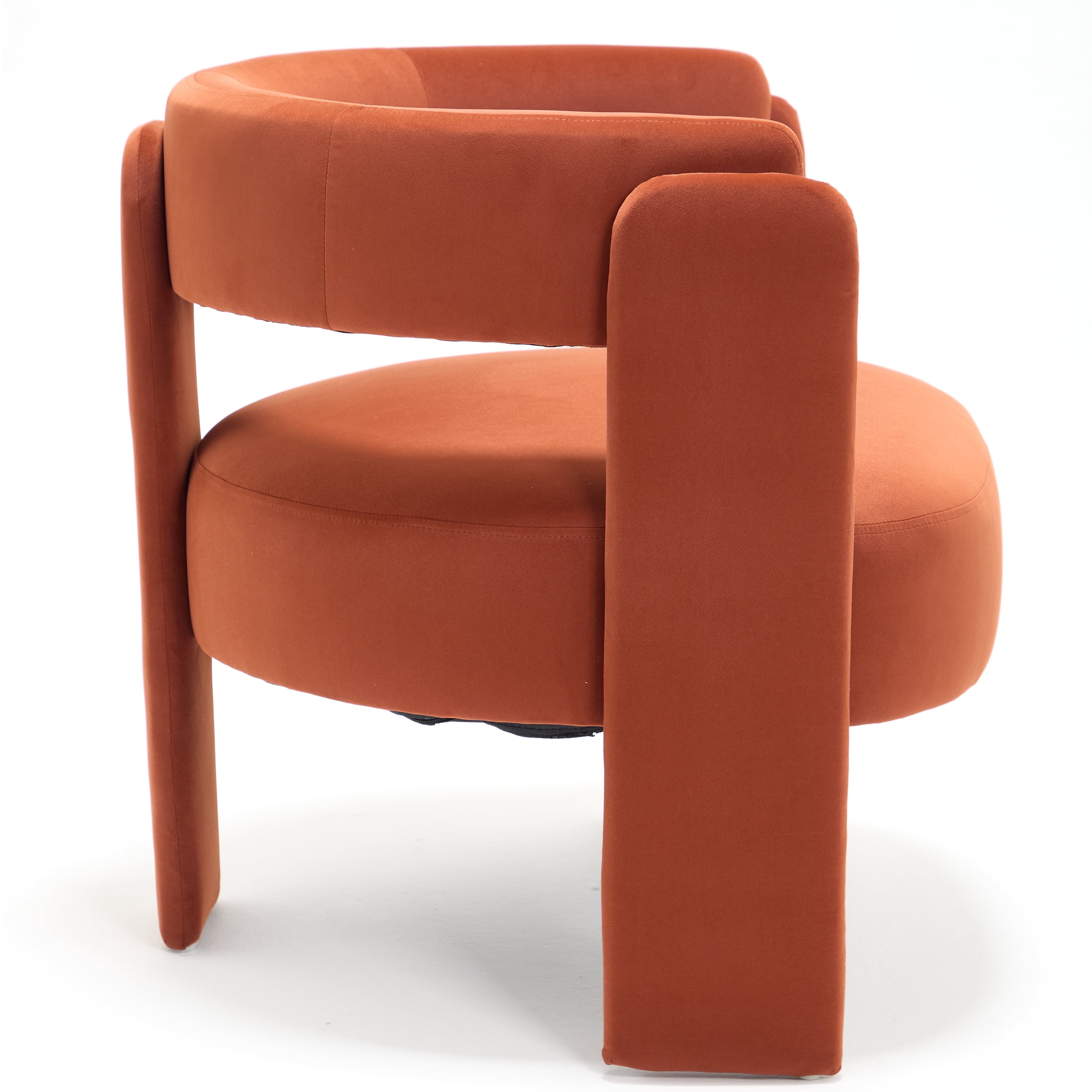 Aukfa Modern Velvet Barrel Accent Chair with 8.66" Thick Seat Cushion, Upholstered Armchair with 300 lb Weight Capacity for Living Room,Orange