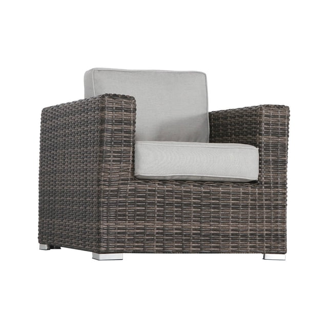 Living Source International Wicker Darvin Patio Chair with Cushion in Brown