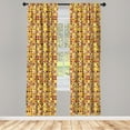 thumbnail image 3 of Ambesonne Mid Century Curtains, Design Retro Square, Pair of 28"x63", Brown Yellow Coral, 3 of 5