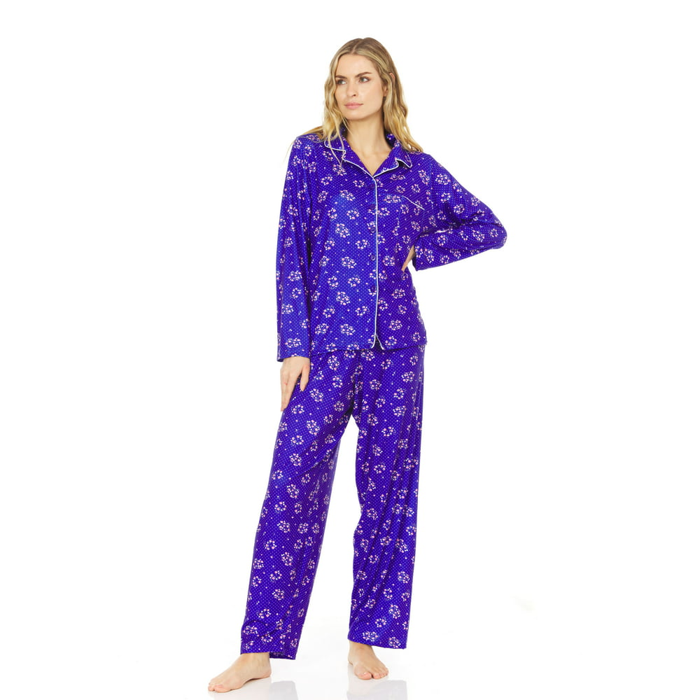 Ezi Ezi Womens Long Sleeve Floral Super Soft Stretch Fleece Pajamas