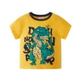 thumbnail image 2 of CUZIBR Shirts Boys Fashion Cartoon Dinosaur Print Round Neck Short Sleeve T-Shirts Soft Breathable Tee Fashion Outwear Clothing,Yellow,9-10 Years, 2 of 6