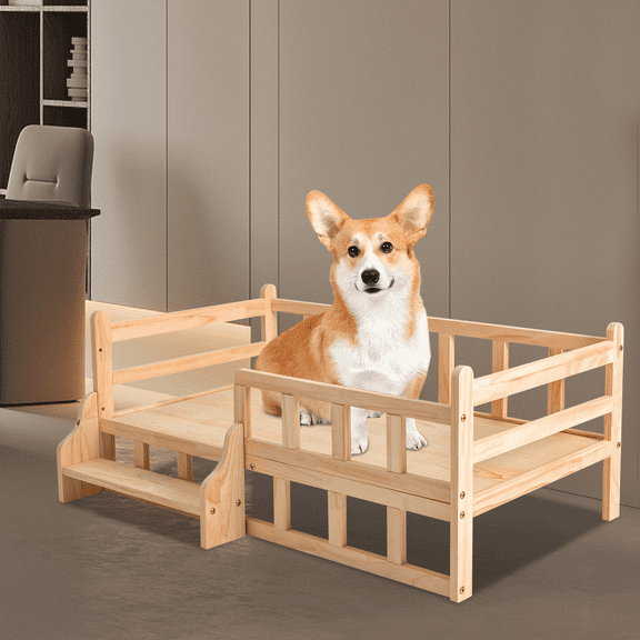 Dog Bed Stand For Cats Or Dogs Within 66 lbs Solid Wood Pet Bed, Wooden Dog Bed Frame, Dog Kennel Furniture