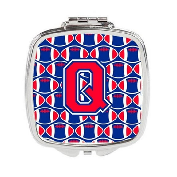 Letter Q Football Harvard Crimson & Yale Blue Compact Mirror