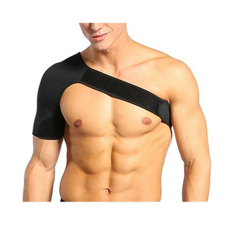WALFRONT Light and Breathable Support Shoulder Brace for Women and Men,Adjustable Neoprene Shoulder Compression Wrap Strap for Rotator Cuff,Dislocated AC Joint,Labrum Tear,Shoulder Pain Black
