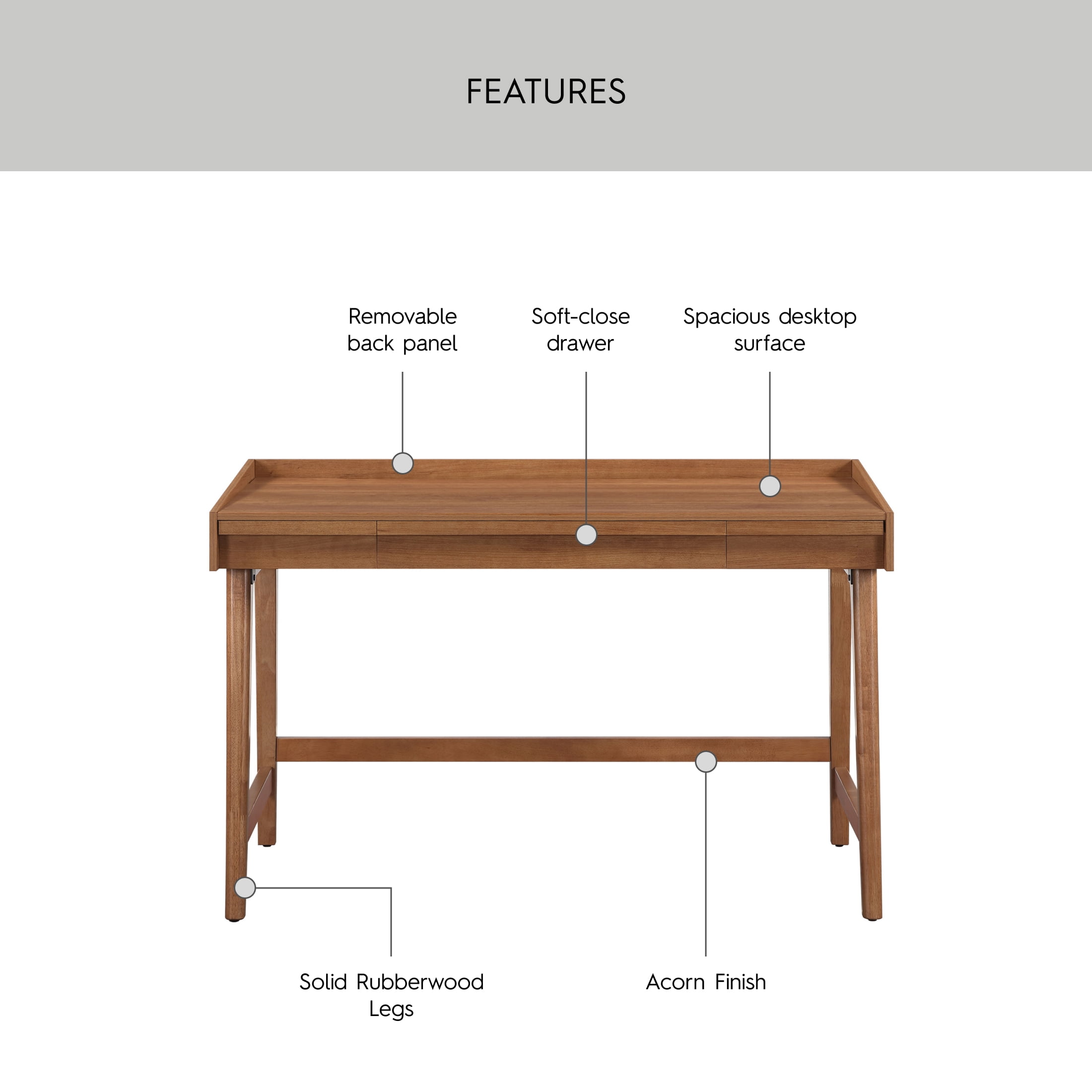 Better Homes & Gardens Greyson Writing Desk, Acorn Finish
