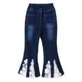 DPOIS Kid Girls Basic Skinny Jeans Bell Bottoms Ruffle Hem Flared Denim ...