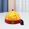thumbnail image 2 of Sombrero de príncipe heredero, sombrero de emperador Qing, sombrero Oriental chino de satén, sombrero de propietario para fotografía, Fiesta Temática, Amarillo Rojo 56cm, 2 of 8