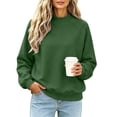 thumbnail image 2 of Womens Sweatshirt Nelozsy Women's Ribbed Mock Neck Sweatshirt Oversized Long Sleeve Casual Pullover Top Green L, 2 of 8