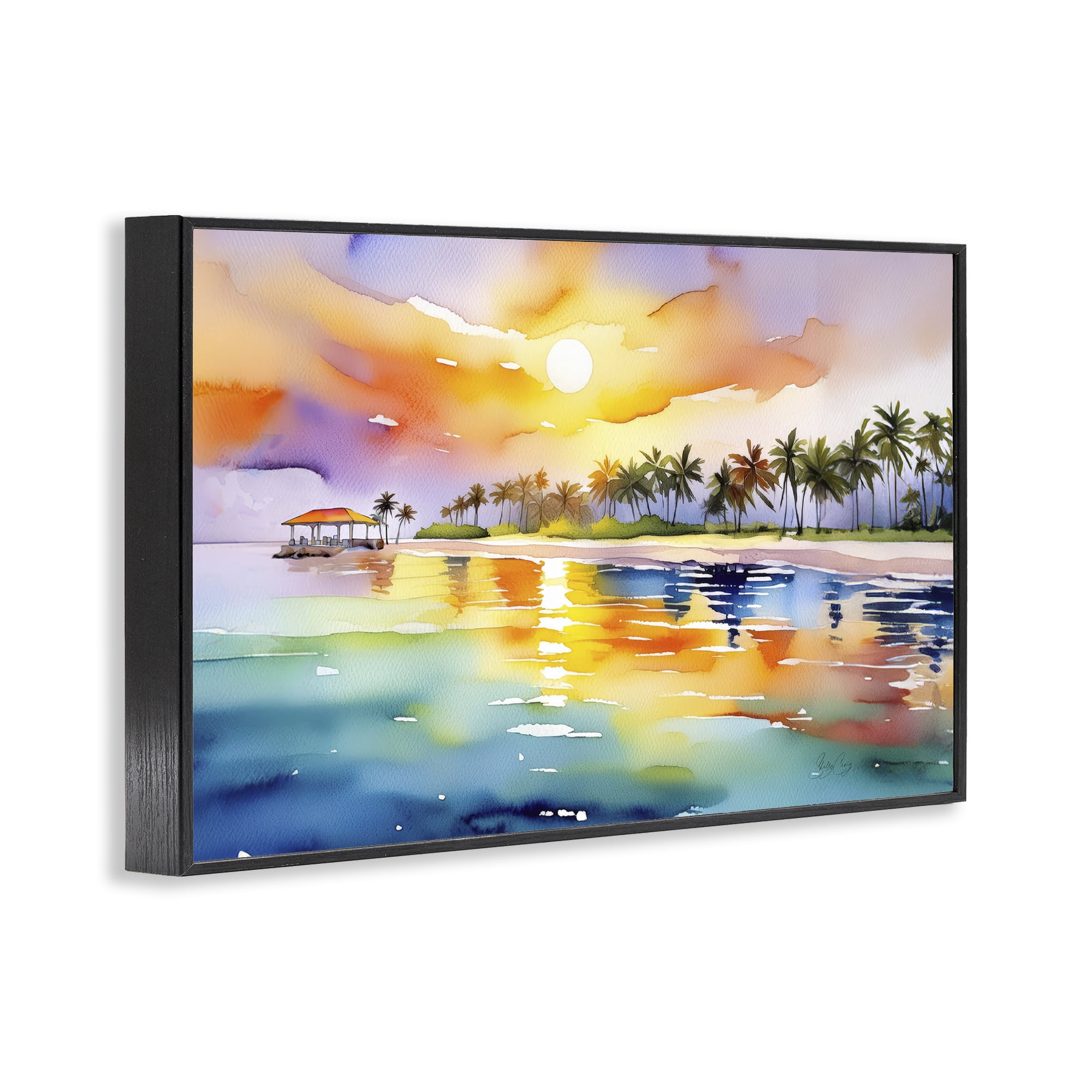 Stupell Industries Caribbean Calm Sunset Black Framed Giclee Art, design by Shelly Craig