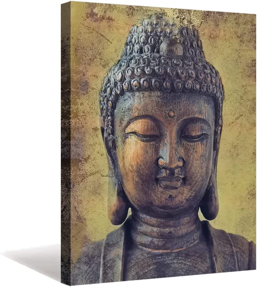 Buddha Statue Wall Art Decor Buddha Head Picture Canvas Prints Retro