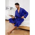 thumbnail image 5 of Vulcanodon Men’s Satin Robe Lightweight,Men's Luxurious Silk Kimono Bathrobe（Royal Blue, XX-Large-3X-Large）, 5 of 5