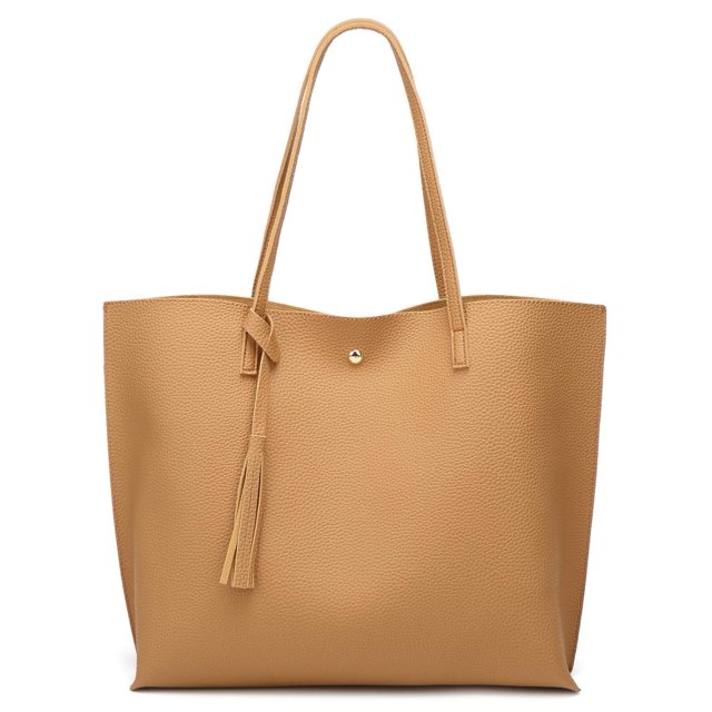 Dreubea Bolso de hombro de piel sintética suave para mujer, bolso de mano con borlas de gran capacidad