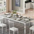 thumbnail image 1 of 78inch Farmhouse Dining Table for 6-8, Rustic Rectangular Kitchen Table with Large Tabletop, Long Wooden Dining Room Table with Heavy Duty Legs, Dinette and Dinner Desk for Party, Big Family, Table O, 1 of 6