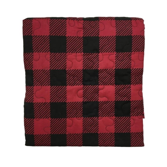 Virah Bella Red & Black Plaid Quilted Throw Blanket, Checked Classic 50" x 60"