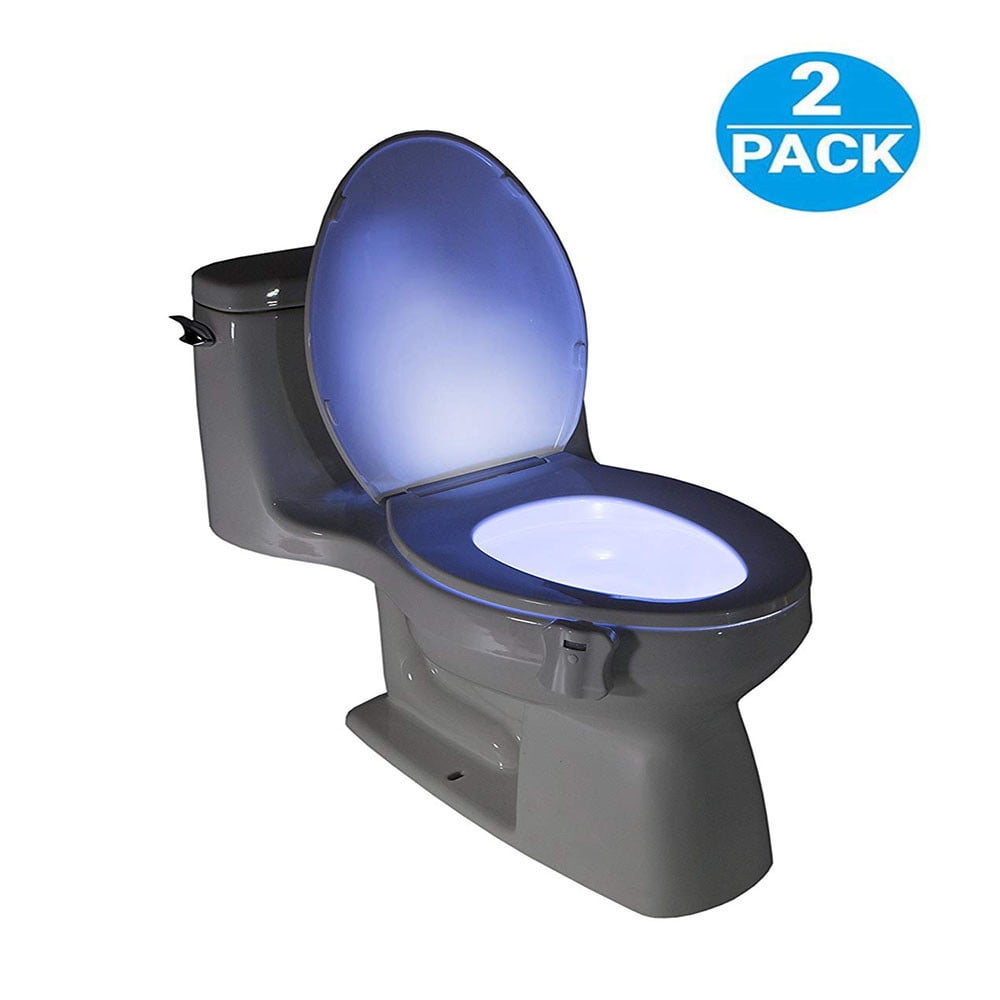 Motion Sensor LED Bowl Light, 2 Pack Rechargeable 16-Color Toilet Night Light 