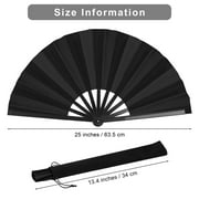 Large Folding Fans for Line Dancing, Clack Fans, Chinese Handheld Tai Ji Fan for Men and Women, Festival, Line Dance, Kungfu, Martial Art, Gift(Black,4 Packs)