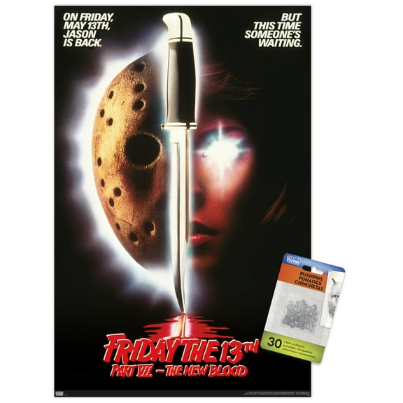 Friday The 13th Part ViI: The New Blood - One Sheet Wall Poster with Pushpins, 14.725" x 22.375"