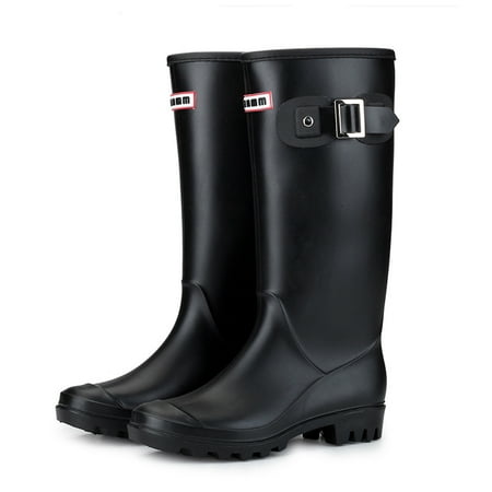 

Rain Shoes Fashion Women Leisure Low-Heeled Round Toe Shoe Waterproof High Tube Rain Boots