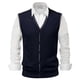 thumbnail image 1 of Chaleco de lana con cuello en V y hebilla para hombre - Color liso, sin cuello, ideal para citas o trabajo - Para todas las estaciones (M-XXXL), 1 of 4