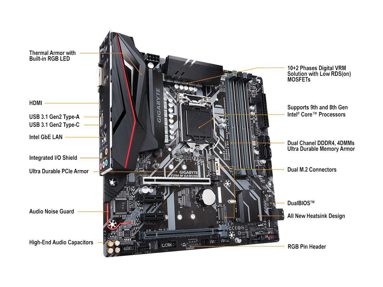 GIGABYTE Z390 M GAMING LGA 1151 (300 Series) Intel Z390 HDMI SATA 6Gb/s