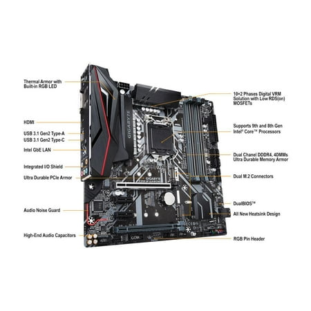 Ultra Durable Z390 M GAMING Desktop Motherboard - Intel Z390 Chipset - Socket H4