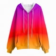 thumbnail image 4 of Towmus Zip Up Hoodie Women Trendy Gradient Printed Long Sleeve Fall Jacket Hooded Sweatshirt With Pockets Full Zipper Plus Size Coat, 4 of 5