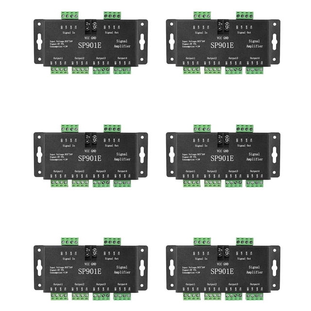 6X SP901E LED Pixel SPI Signal Amplifier Repeater Addressable LED Strip and Dream Color Programmable LED Panel