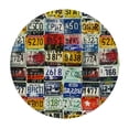 thumbnail image 4 of Orinice License Plates Round Table Cover Stain Resistant Washable Indoor Outdoor Tablecloth Kitchen Dining Wedding Parties Elastic Edge 100% Polyester Fiber 42-46, 4 of 8