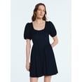 thumbnail image 2 of Scoop Women’s Button Front Mini Dress with Puff Sleeves, Sizes XS-XXL, 2 of 5
