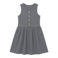 thumbnail image 3 of hotojiny Girls Solid Sleeveless Jumper Dress Button Decorative Pinafore Dress Kids Casual A-Line Tank Dress Back-to-School(Gray,13-14 Years), 3 of 8