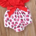 thumbnail image 6 of Douhoow Newborn Girls Jumpsuit Baby Ruffle Romper Backless Cherry Print Bodysuit with Headband, 6 of 7