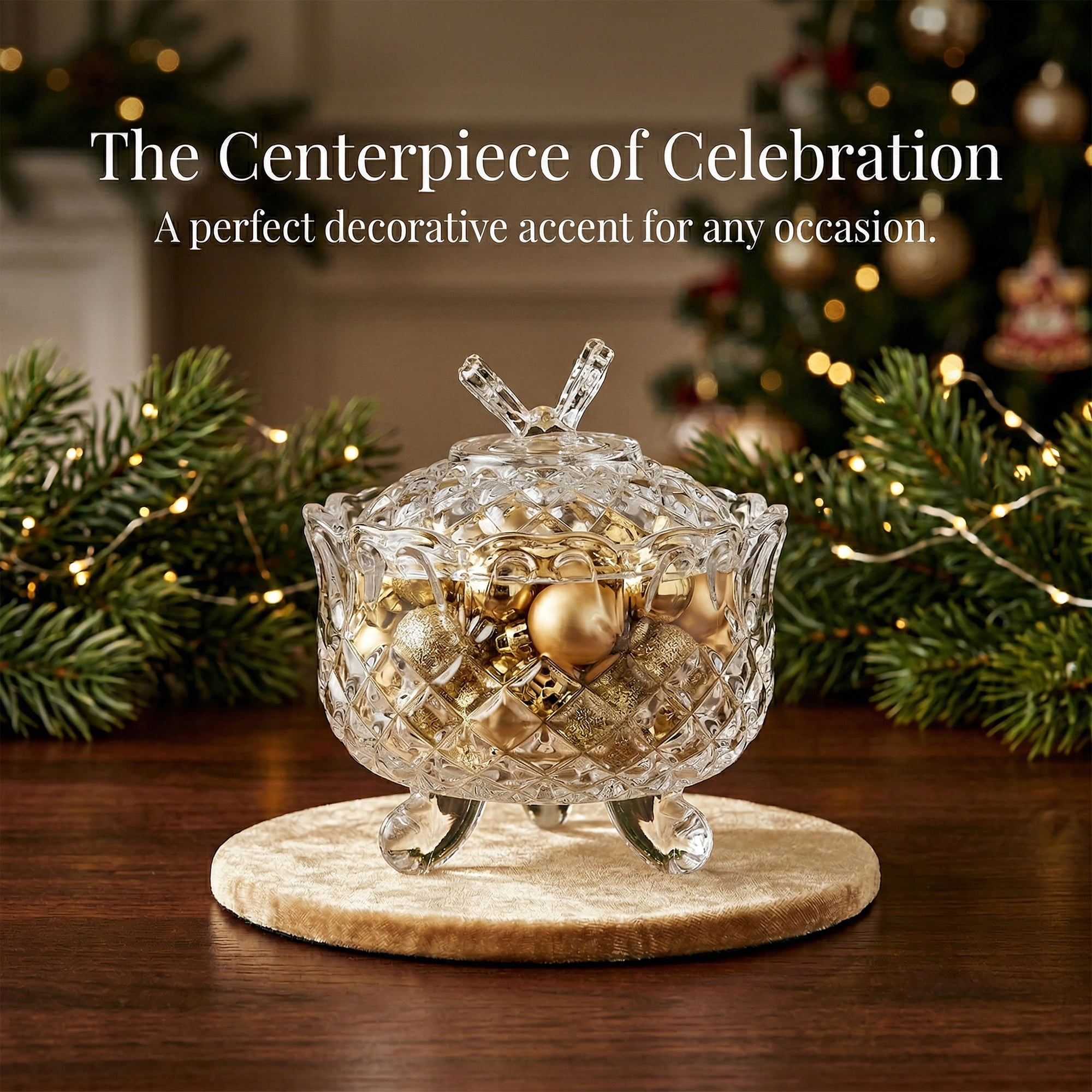 Unique Bargains 8.5oz Crystal Glass Jar with Lid Decorative Dish for Vanity Clear