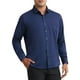 thumbnail image 4 of CAMISAS DE VESTIR MASCULINAS SÓLIDAS DE MANGA LARGA AJUSTE REGULAR FORMAL NEGOCIOS CAMISAS DE BOTONES FORMAL L AZUL MARINO, 4 of 5