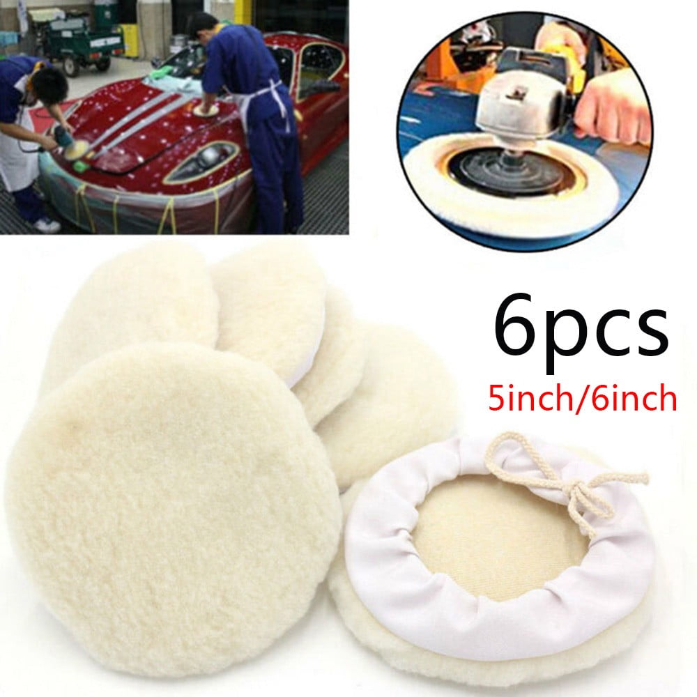 6Pcs 5inch/6inch Car Wool Bonnet Buffing Wheel Pad Buffer Polishing Polisher