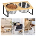 thumbnail image 6 of Bamboo Raised Dog Bowls 2 Pack with 10° Tilt, Elevated Pet Feeder Stand with 62.2oz Stainless Steel Bowls for Medium & Large Dogs or Cats, 6 of 6