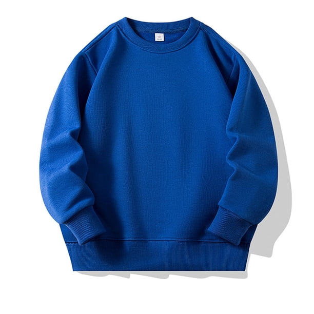 Blusas y camisas de manga larga con cuello redondo para niños, sudadera deportiva informal de color liso con cuello redondo y manga larga para niñas, top de poliéster