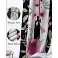 thumbnail image 6 of Pink Roses Black Out Curtains 63 Inch Long, Room Darkening Draperies Curtains Panels, Romantic Flowers Leaves Floral Black Stripes Thermal Insulated Curtain for Bedroom Living Room 52"x63" 2 Panels, 6 of 8
