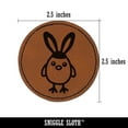 thumbnail image 2 of Easter Chick with Bunny Ears 2.5" Faux Leather Round Engraved Iron-On Patch - Brown, 2 of 6