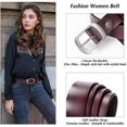 thumbnail image 1 of Universal para hombres y mujeres, cinturones de cuero de moda para mujer con hebilla de pasador, cinturón de cintura para pantalones vaqueros, pantalones marrones más grandes Feliz Sencillez, 1 of 1
