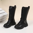 thumbnail image 6 of Abomasnow Girls Knee High Boots Side Zipper Lace Up Buckle Strap Thick Sole Fashion Tall Boot for Daily Outdoor Wear, 6 of 9