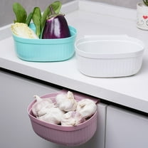 Wall Mount Storage Basket Organizer Plastic Mesh Hanging Shelf for Kitchen Cabinet Door Bathroom Small Space Organization with Non-slip Rubber Coating, UKHBMC | Blue